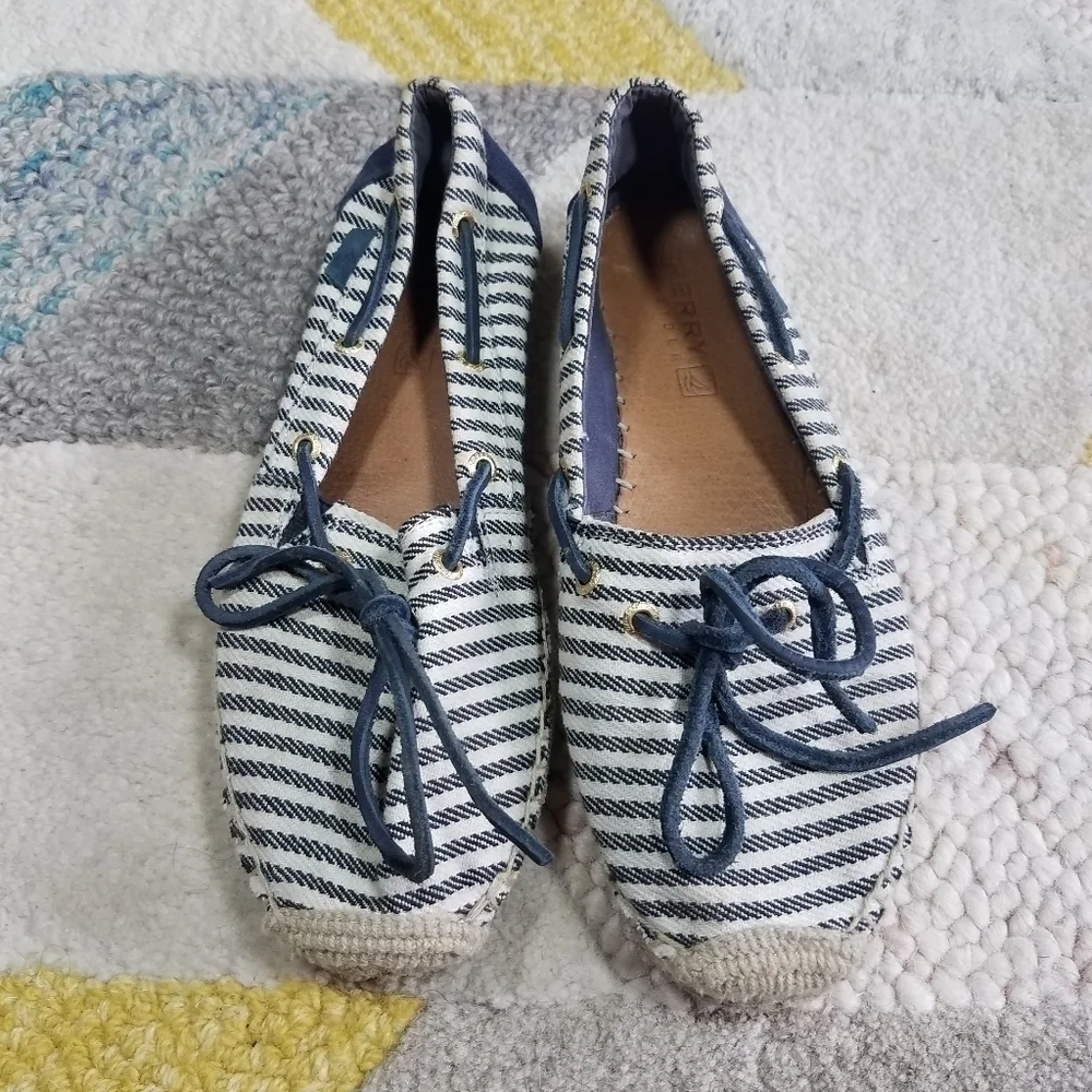 Sperry Striped Canvas Espadrille Loafers Size 7